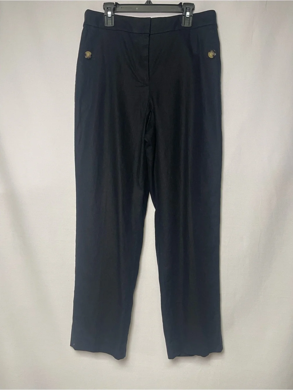 J. Crew Black Linen Cotton Sailor Pants Size 6 Elastic Waist Chinos Nautical
